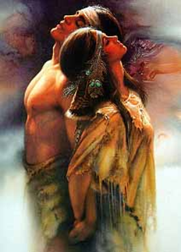 Native American Couple with Passion and Love